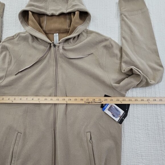 90 Degree by Reflex Men's Fleece Lined Full Zip Hoodie Tan Size X-Large NWT - Picture 10 of 15